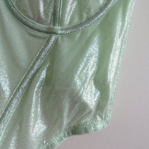 SAVAGE X FENTY Going Platinum Mesh Bustier Corset in Green Mist Metallic L NWT - Picture 6 of 13